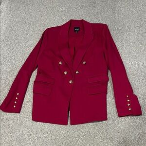 XOXO Women's Blazer in Rich Red with Gold Buttons